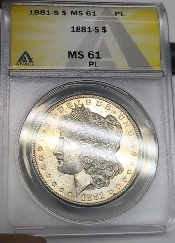 1881-S $1 Morgan Silver Dollar ANACS MS61PL Flashy PROOF LIKE GEM