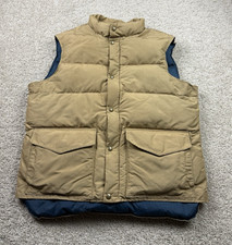 VINTAGE Woolrich Goose Down Vest Men Size Large Beige Puffer Jacket Snap USA