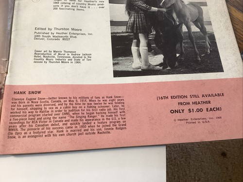 1969 Country Music Scrapbook 17th Edition By Heather Enterprises Johnny Cash - Picture 4 of 19