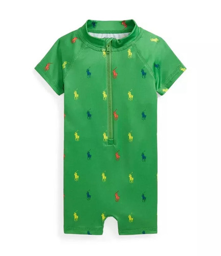 Ralph Lauren Performance Swim Rash Guard Shortall Baby Boys 3-6M Green Logo $69 - Picture 1 of 10