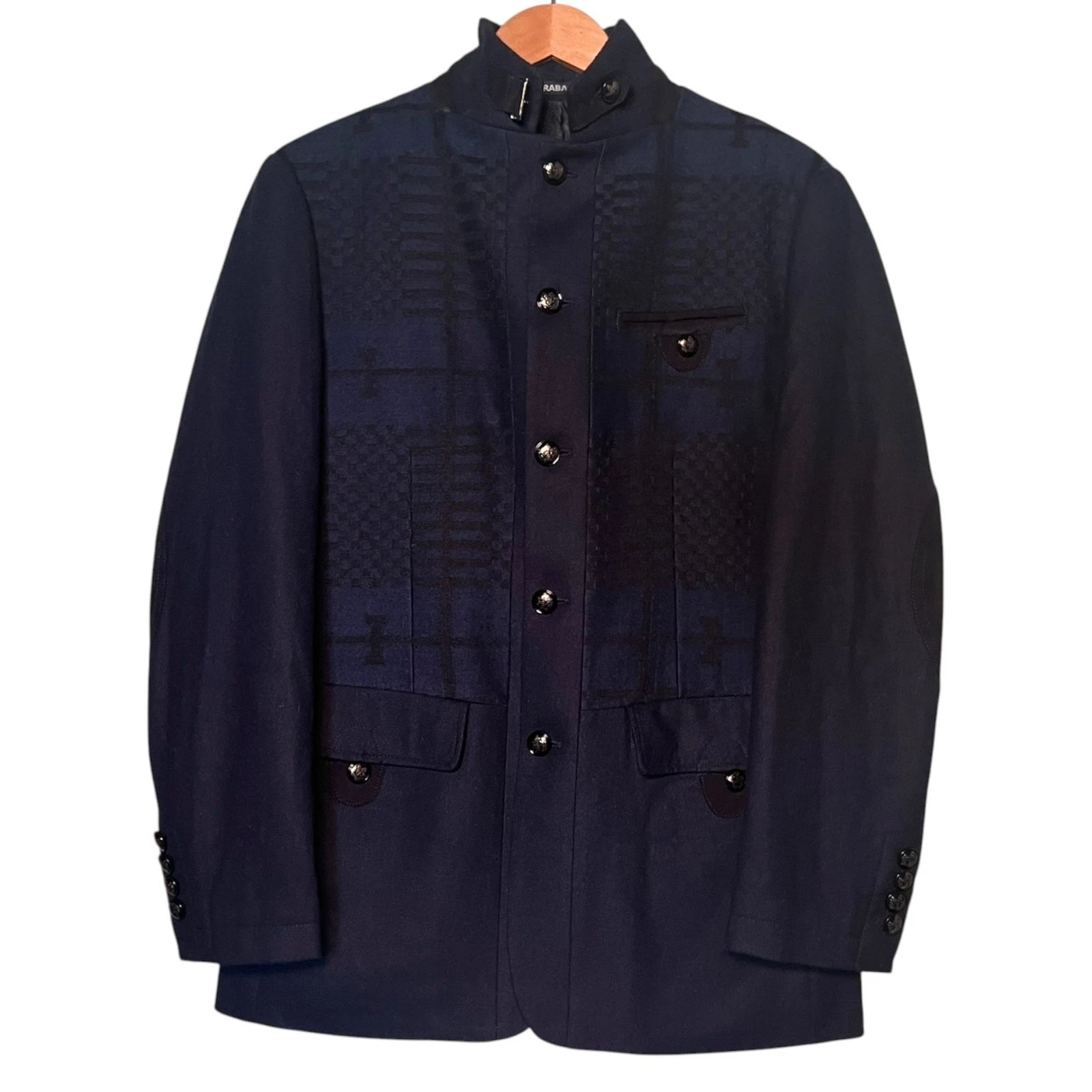 Barabas Men's XL Wool Blend Cadet Blazer Mock Neck Button Up Navy Blue Coat
Opens in a new window or