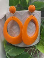 3 Silver-tone Acrylic Exaggerated Hoop Dangle Earring Set New Free Ship B8921