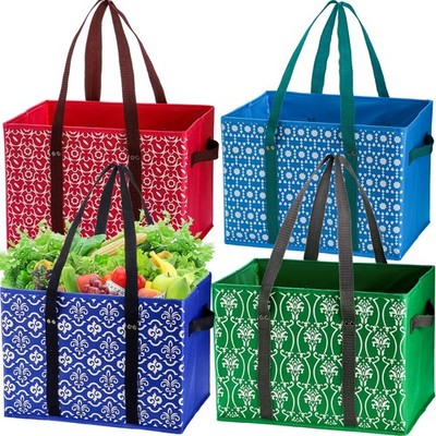 WUWEOT 4er Pack wiederverwendbare Einkaufstaschen, große L, grün, blau, rosarot, lila