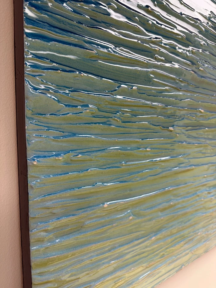 Pintura abstracta original 48x24 sobre panel de madera resina acrílica arte texturizado decoración Foto 4 de 4