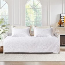 3 Pcs White Sofa Daybed Cover Set Twin Size Daybed Bedding Double Sided Bed Set