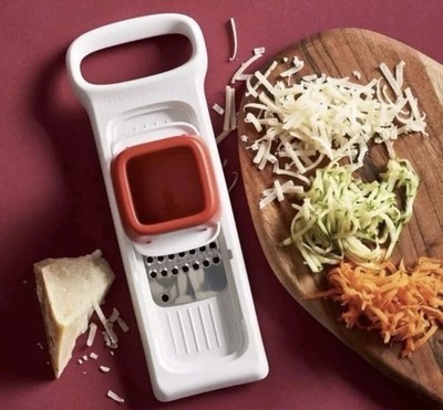 Tupperware Speedy Mando Grater with Food Guide   Red & White   NEW no box