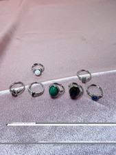 Copper Adjustable Ring With Genuine Crystals Set 8 