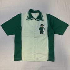 Vintage Alleman basketball warm up shirt Mascot Patch Bowling Shirt Size L