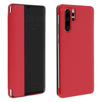 Flip Cover mit Smart View Sichtfenster für Huawei P30 Pro   Rot