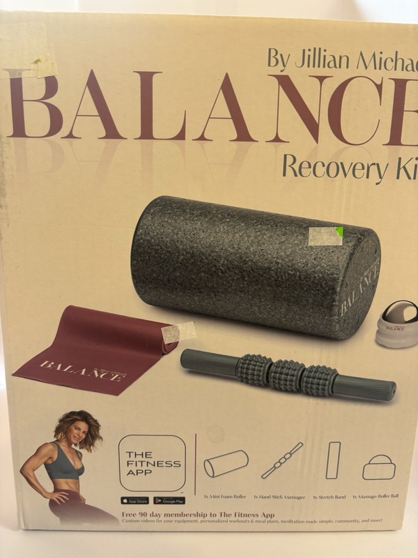 Jillian Michaels Balance Recovery Kit Foam Roller Stretch Band Massage Roller