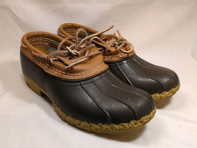 LL Bean Rubber Moc Low Duck Boots Tan Brown Women's Item ID 175067 Sz 7W