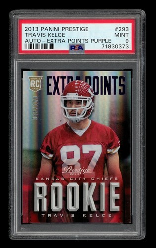 2013 Panini Prestige: #293 Travis Kelce Auto-Extra Points Purple /100 PSA 9 MINT
