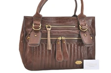 Authentic Chloe Bay Vintage Shoulder Hand Tote Bag Leather Brown 4688N