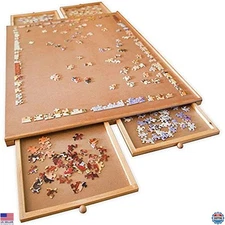 Wooden Puzzle Board with Drawers - 1000 Piece Jigsaw Table Organizer 22.25"x30"