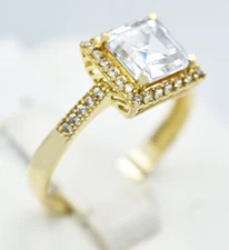 LAB CREATED 2.30 Cts WHITE SAPPHIRE COCKTAIL RING 14K GOLD - New With Tag