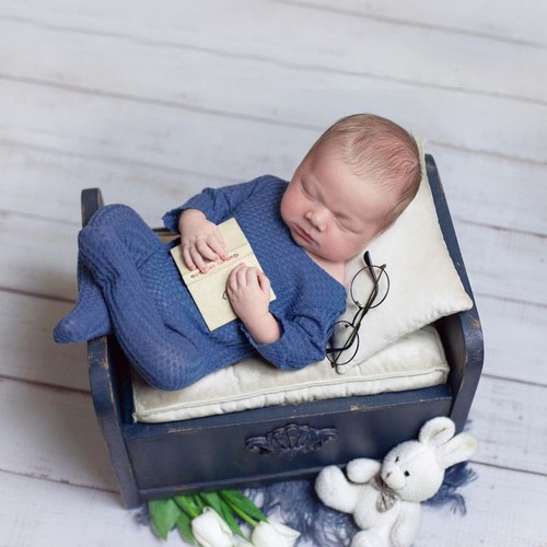Newborn Boy Outfit Photography Baby Infant Photo Prop Sleeping Hat + Suit 2 Pcs - 第 6/12 張圖片