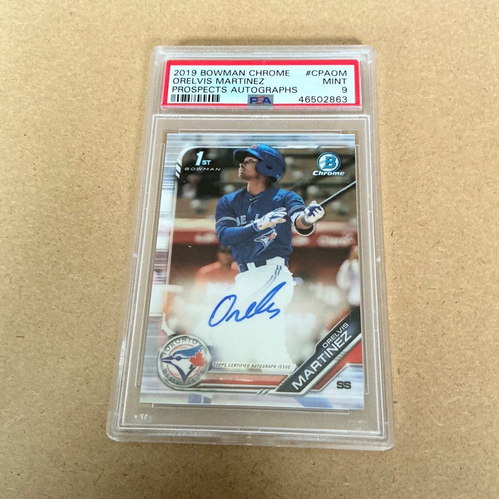 2019 Bowman Chrome - Prospects Autographs Orelvis Martinez #CPA-OM PSA 9