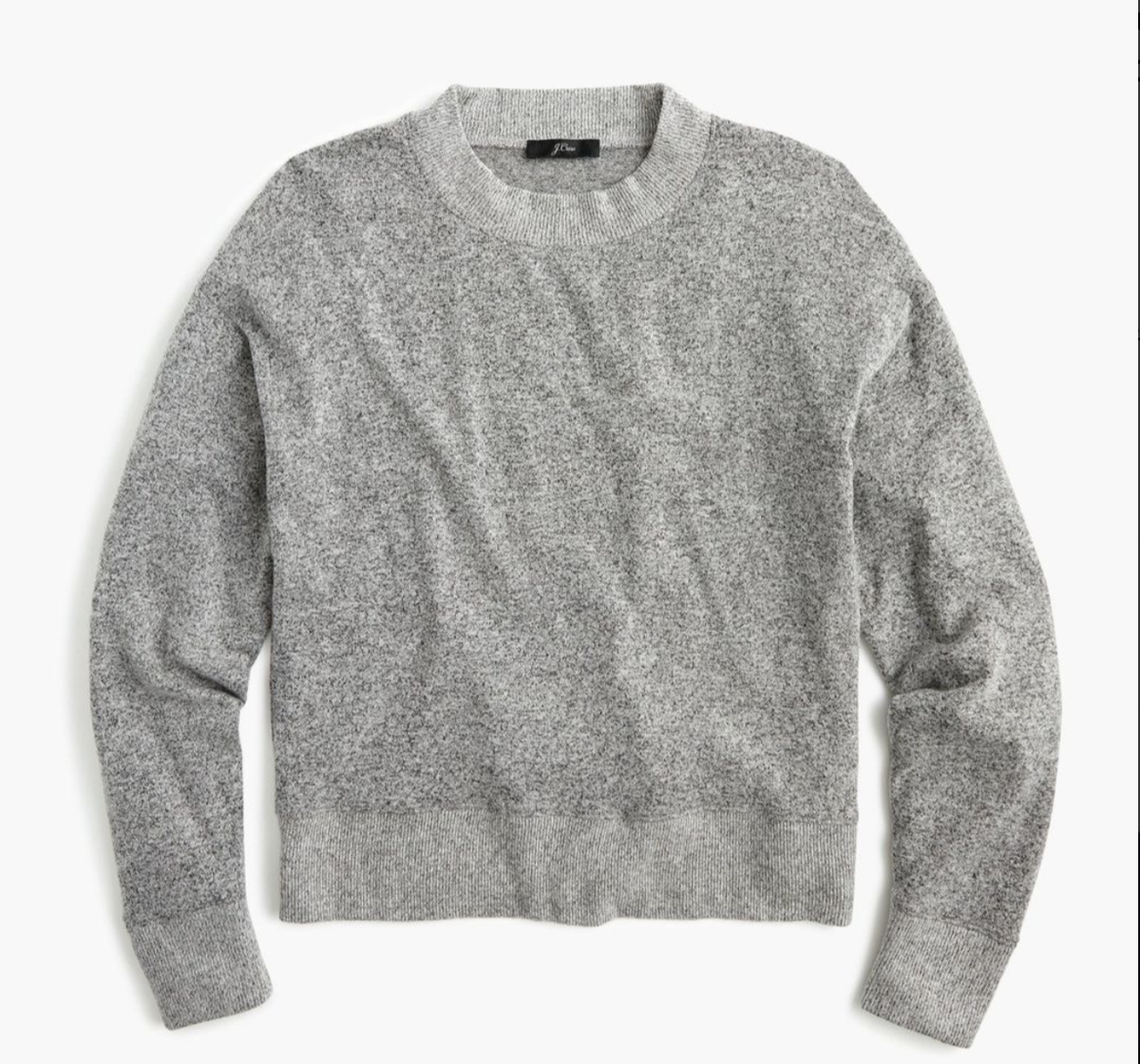 J.CREW WOMEN'S HEATHER GRAY LONG SLEEVE SUPERCOZY MOCK NECK