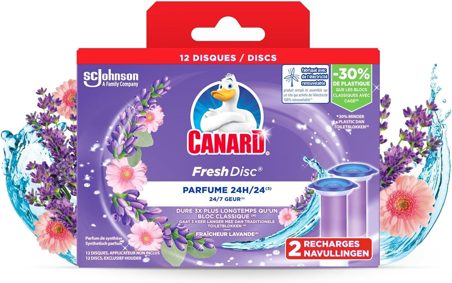 Canard WC Fresh Disc Bloc Sans Cage Formule Nettoyante Active Protection Longue Durée