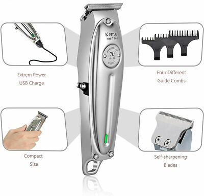 KEMEI Professional Hair Clippers For Men Cordless Hair Clipper Beard Trimmer Blade Shaver Nose Eyebrow Ears Full Set Electric Hair Cutting