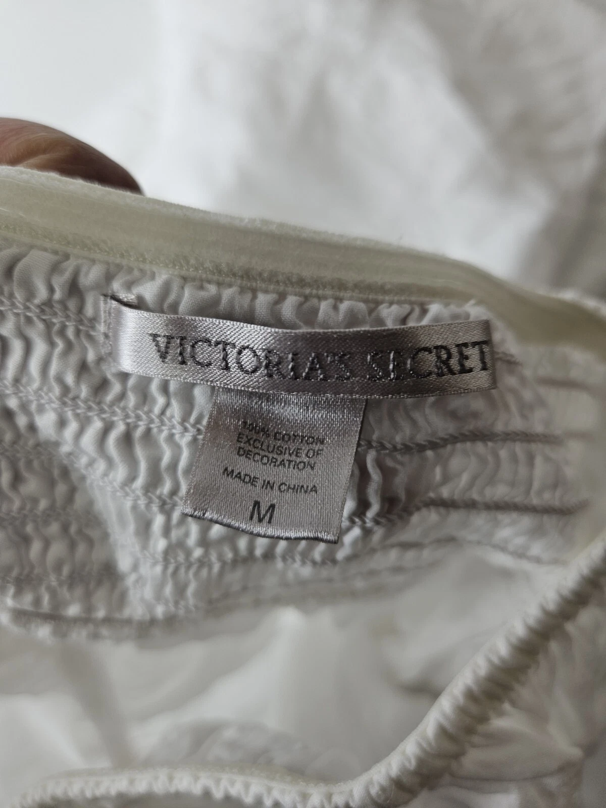 UNDERCOVER Maxi abito Victorias Secret ricamato esclusivo bianco spiaggia senza spalline tasche M