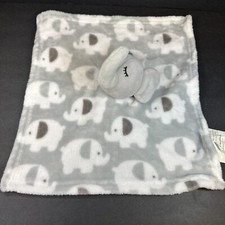 Lovey Manhattan Kids Sleepy Eye Elephant Security Blanket Baby Gray White Print