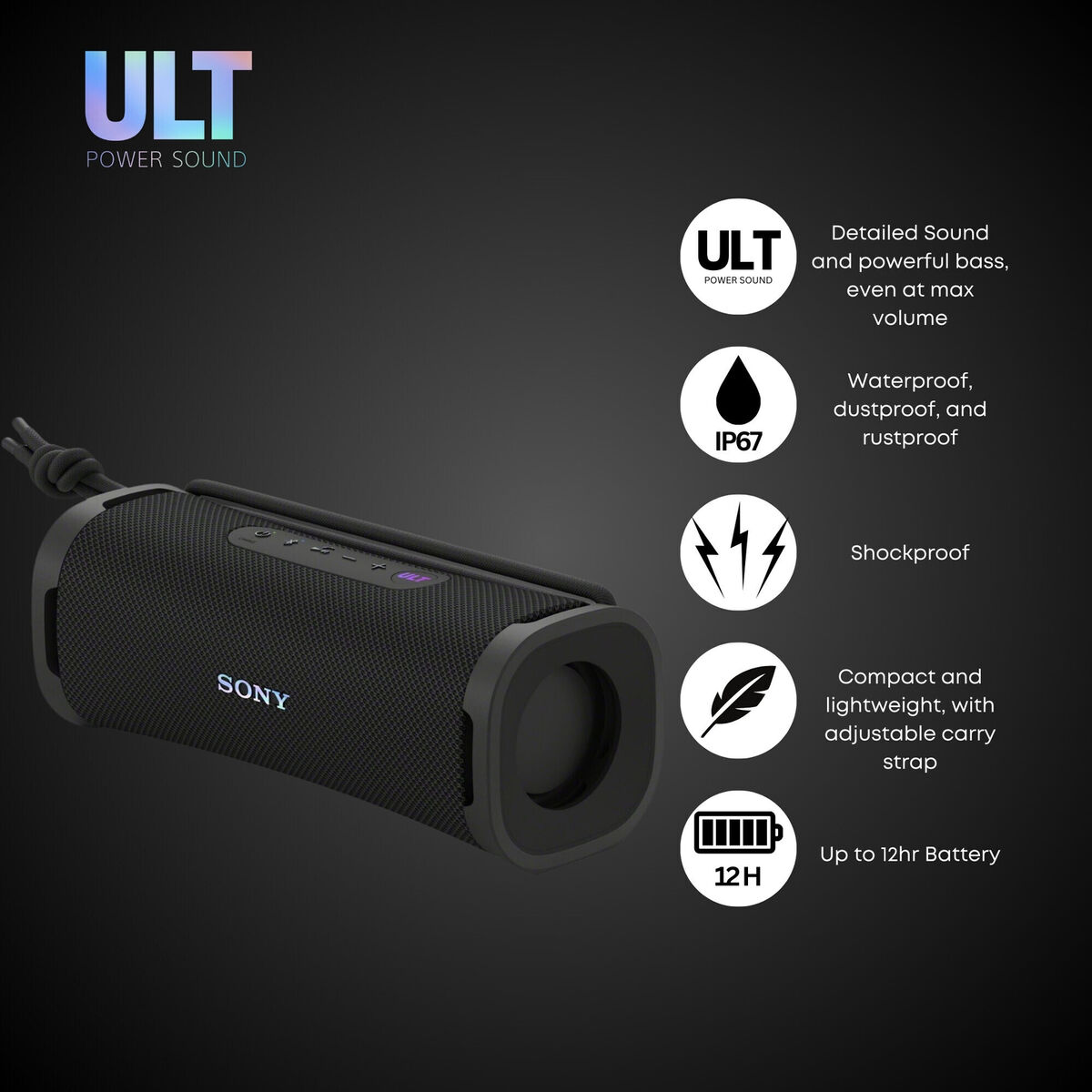 Sony ULT FIELD 1 Bluetooth Wireless Portable Speaker Black Sony ULT FIELD 1 Bluetooth Wireless Portable Speaker Black