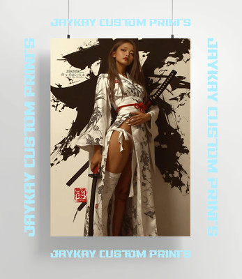 Asian Samurai Japanese Girl Tattoo Poster Print - No Frame