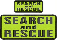 Search and Rescue embroidery patches 4x10 and 2x5 hook on back Black On Lime G