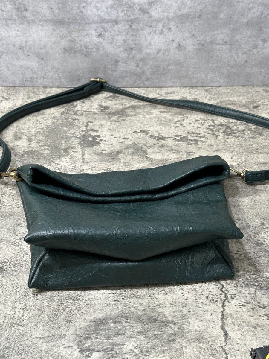 Anthropologie Green Vegan Leather Crossbody Fold Over Handbag | eBay