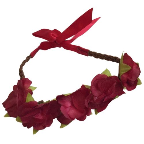 18 Inch Doll Headband Set of Two - Flower Wreath with Satin Ribbon Red and Blue - Picture 2 of 6