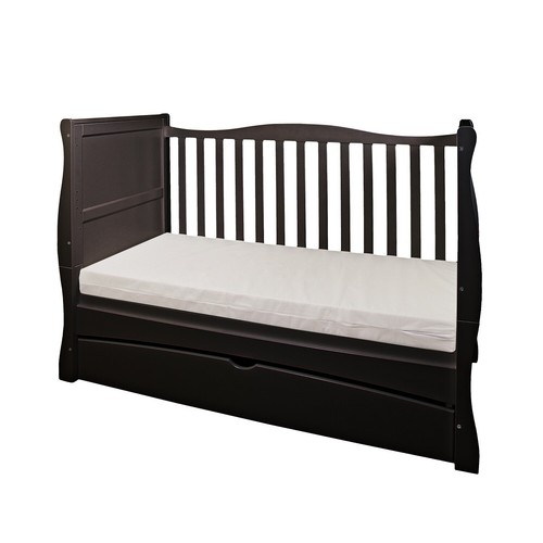 New Black Sleigh GILBERT Baby Cot Bed Drawer – optional Fibre Mattress 140x70x10 - Picture 3 of 8