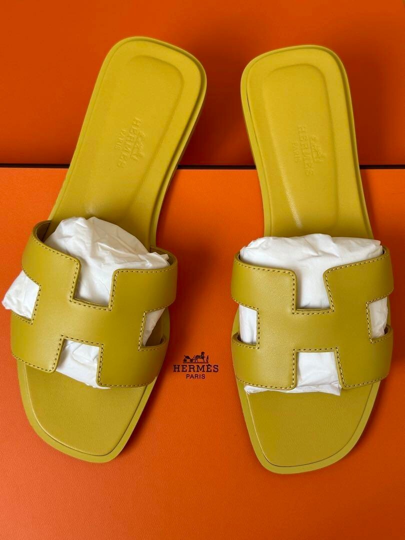 Hermes Oran H Logo Heel Sandals Mules Pumps Shoes Women Size