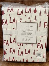 NEW Pottery Barn Teen Fa La La Christmas Flannel XL Twin Sheet Set, Holiday