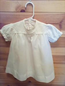 VINTAGE-ANTIQUE-HANDMADE-WHITE-TODDLER-COTTON-DRESS-RARE-FIND-EARLY-1900-039-S