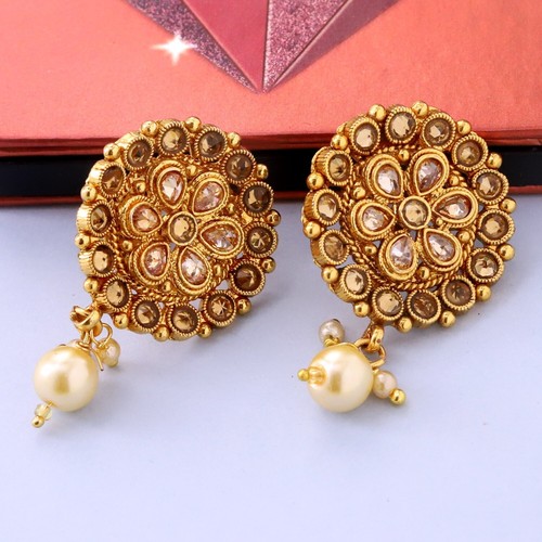 Indischer Bollywood vergoldeter Schmuck Braut Kundan Hochzeit Damen Tops Ohrring