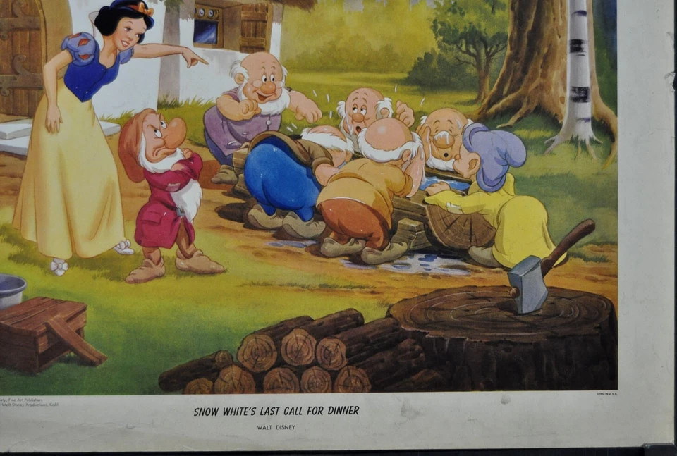 Белоснежка и семь гномов 1947 оригинальный 18 x 21 фильм плакат / художественная печать - Изображение 3 из 4