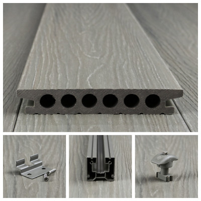 WPC Terrassendielen UV-beständig Kratzfestigkeit Aluminium UK Komplettset 6-90m²