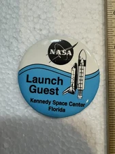 NASA Space shuttle LAUNCH GUEST BUTTON -  Teal