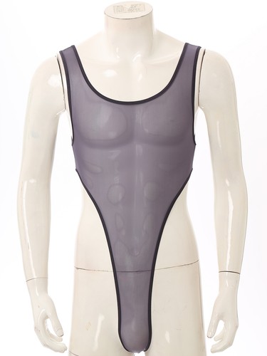 Body Uomo Trasparente Setoso Intimo Taglio Alto Tanga Body Lingerie Lucido - Foto 45 di 86