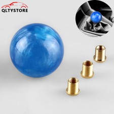 1 Marble Style Round Ball Shift Knob Gear Shifter Head W3 Adapters Light Blue