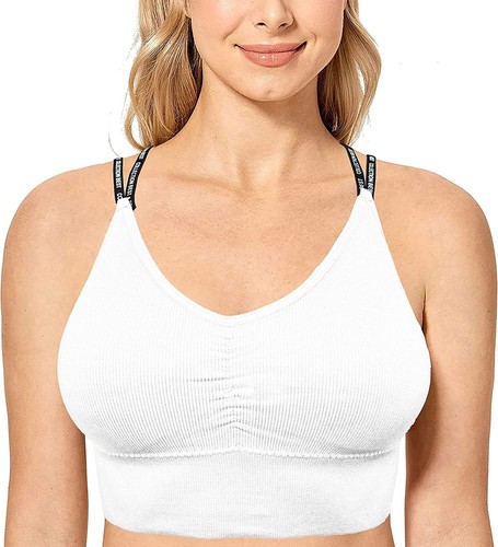 Trifolium V Neck Tube Top Bra Seamless Padded Camisole Bandeau Sports Bra - Picture 28 of 42