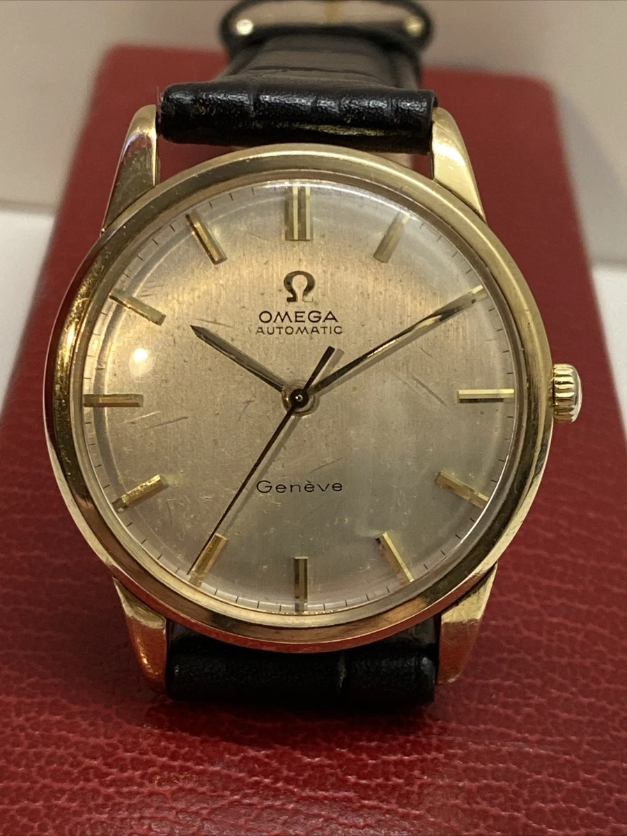 Men s Vintage 9ct Gold 375 Omega Geneve Automatic Wrist Watch With Box
