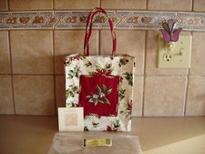 LONGABERGER HOLIDAY BOTANICAL / STRIPE SMALL TOTE BAG POINSETTIA NIP FREE SHIP