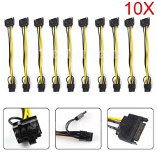 LOT 8" 15-pin SATA Male to 8-pin 6 2 PCI-E PCI Express Power Adapter Cable