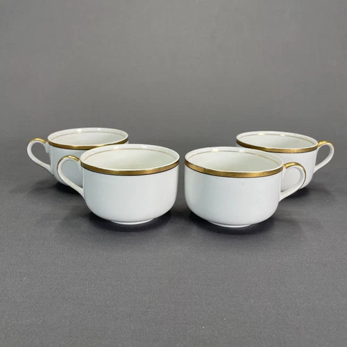Vintage Johnson Brothers England Tea Coffee Cups 2" White Gold Trim Set Of 4