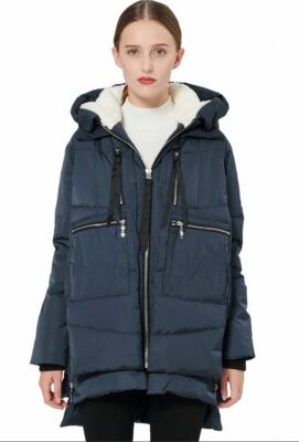 Orolay Thickened Down Jacket puffer hooded Navy SIZE XSMALL