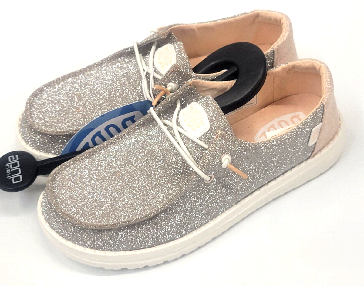 Rose Gold Glitter Hey Dudes Hey Dude Womens Wendy Metallic Sparkle