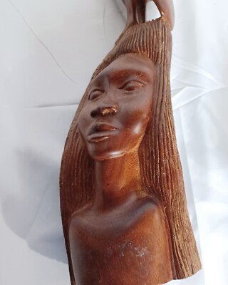 Vintage Teak Woodcarving Sculpture Spirit Animals In Woman Signed Fairburn Carey