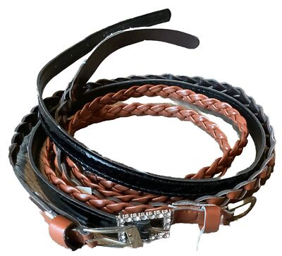Belts Youth Girls Thin Lot of 3 Size M Medium 8 Brown Braided Black GUC